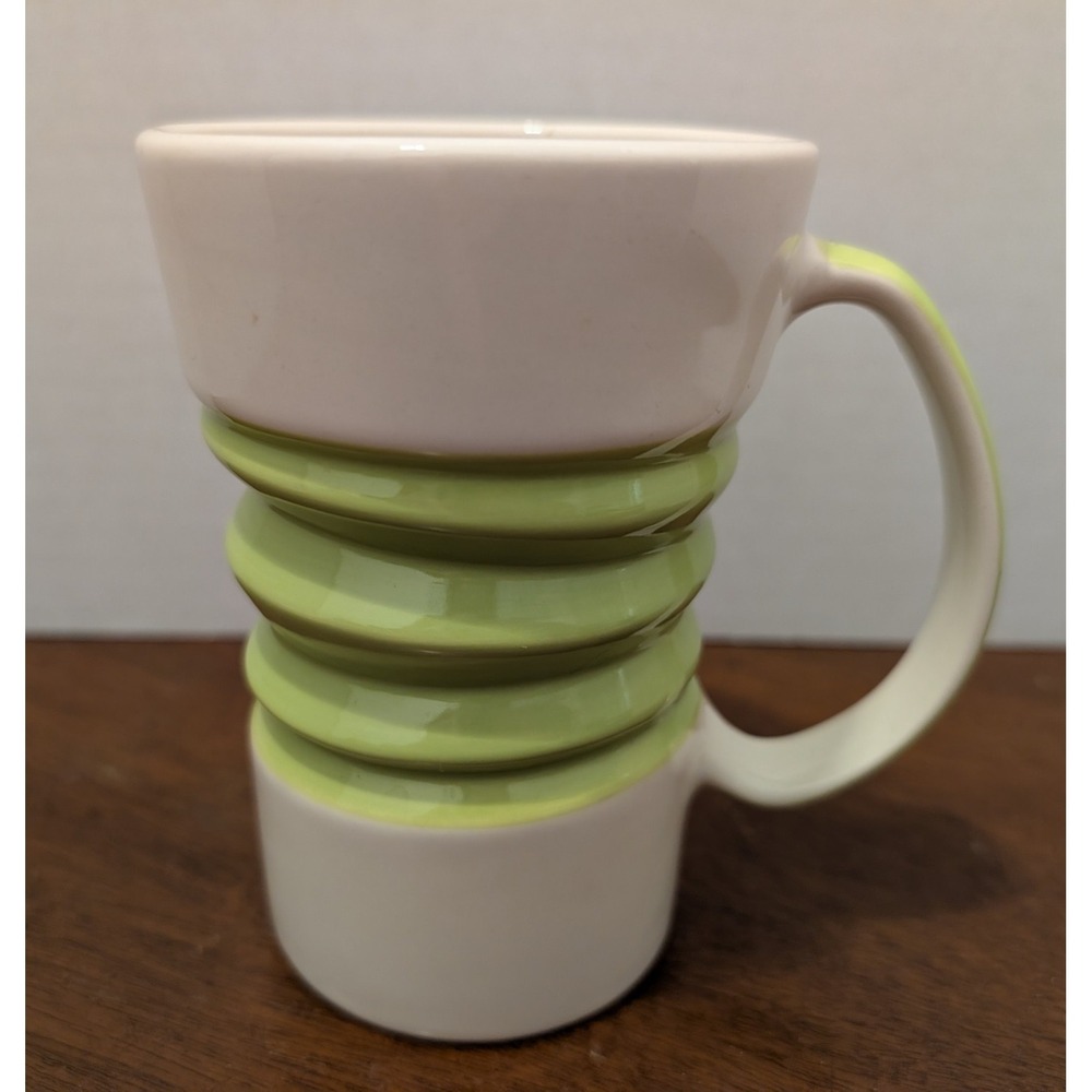 Pier 1 Lime Green And White Corkscrew Accordion‎ Mug